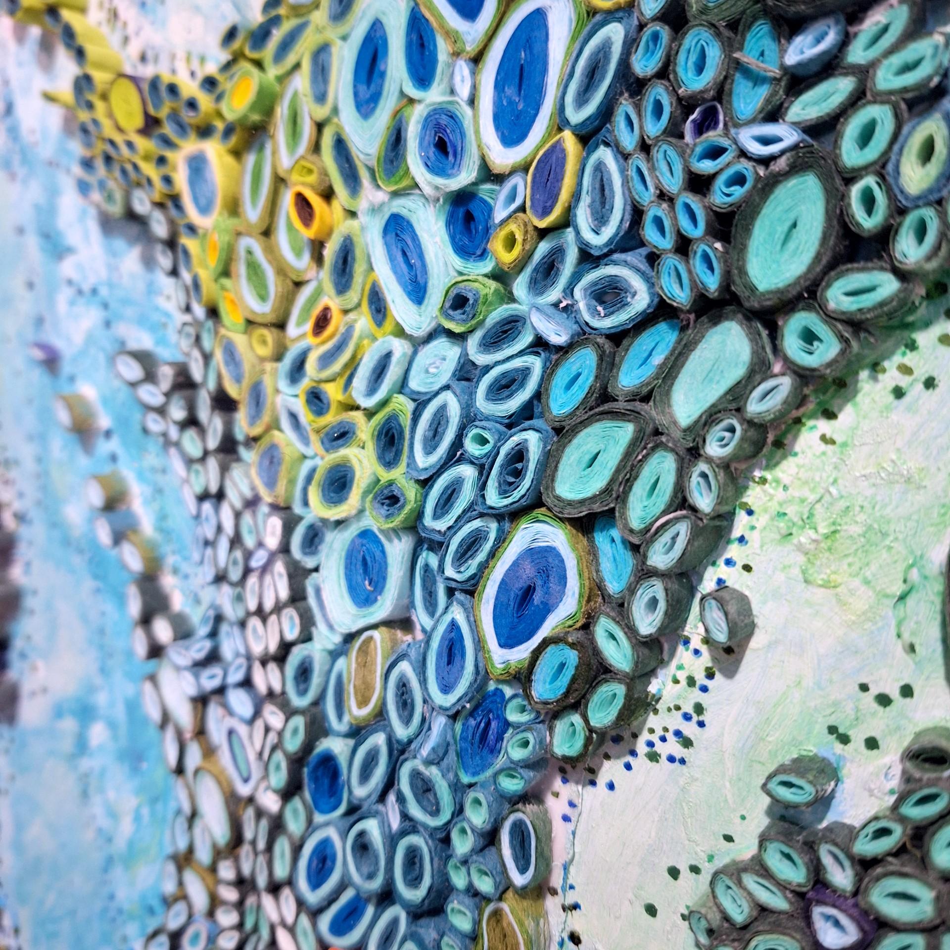 When in Doubt Go Blue #2 - scultura organica contemporanea moderna che dipinge in rilievo 4