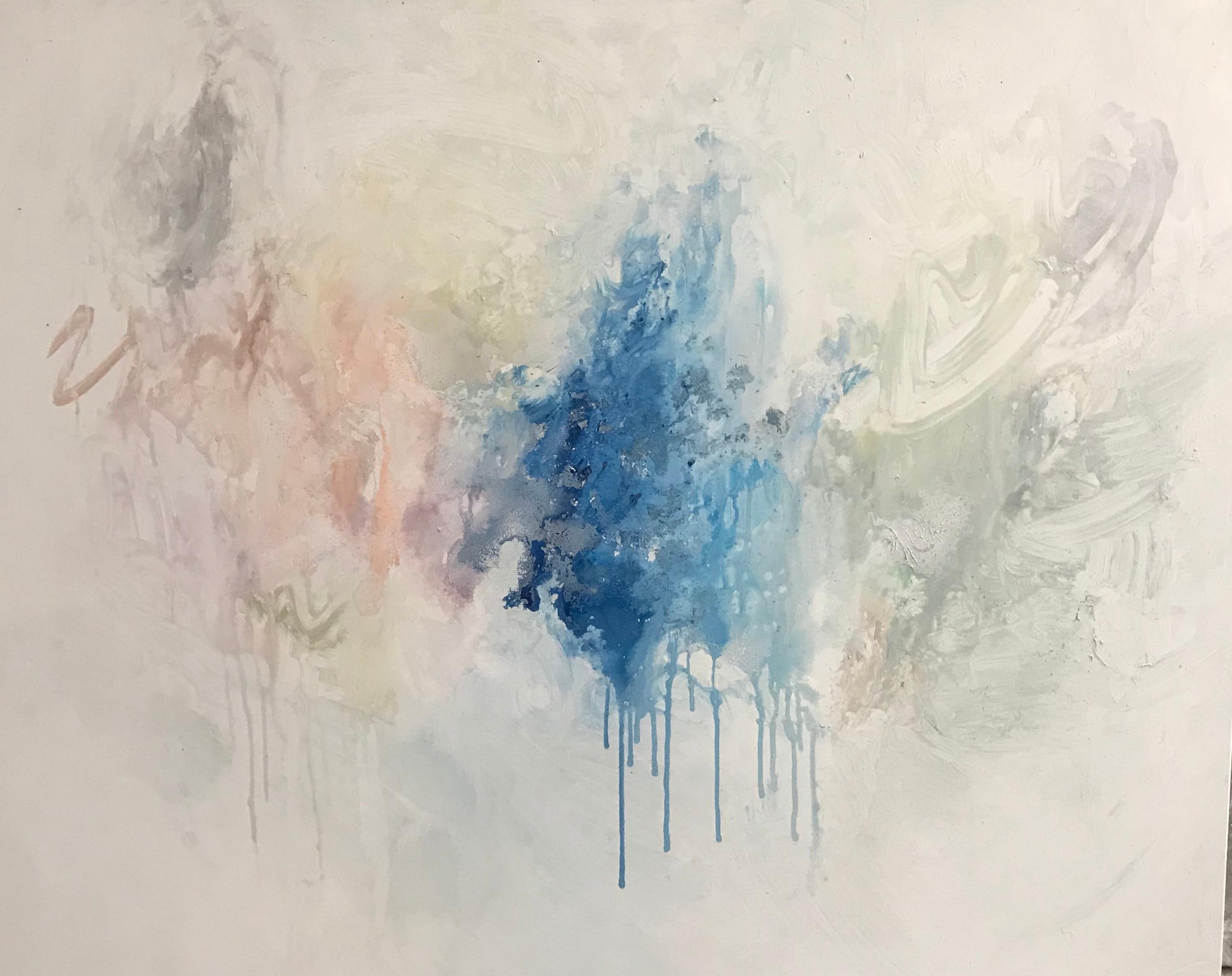 Amy Gordon Abstract Painting – Weighting To Fly, Abstraktes Gemälde, Mischtechnik auf Leinwand, signiert