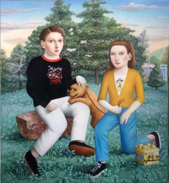 "Boy and Girl with Dog"