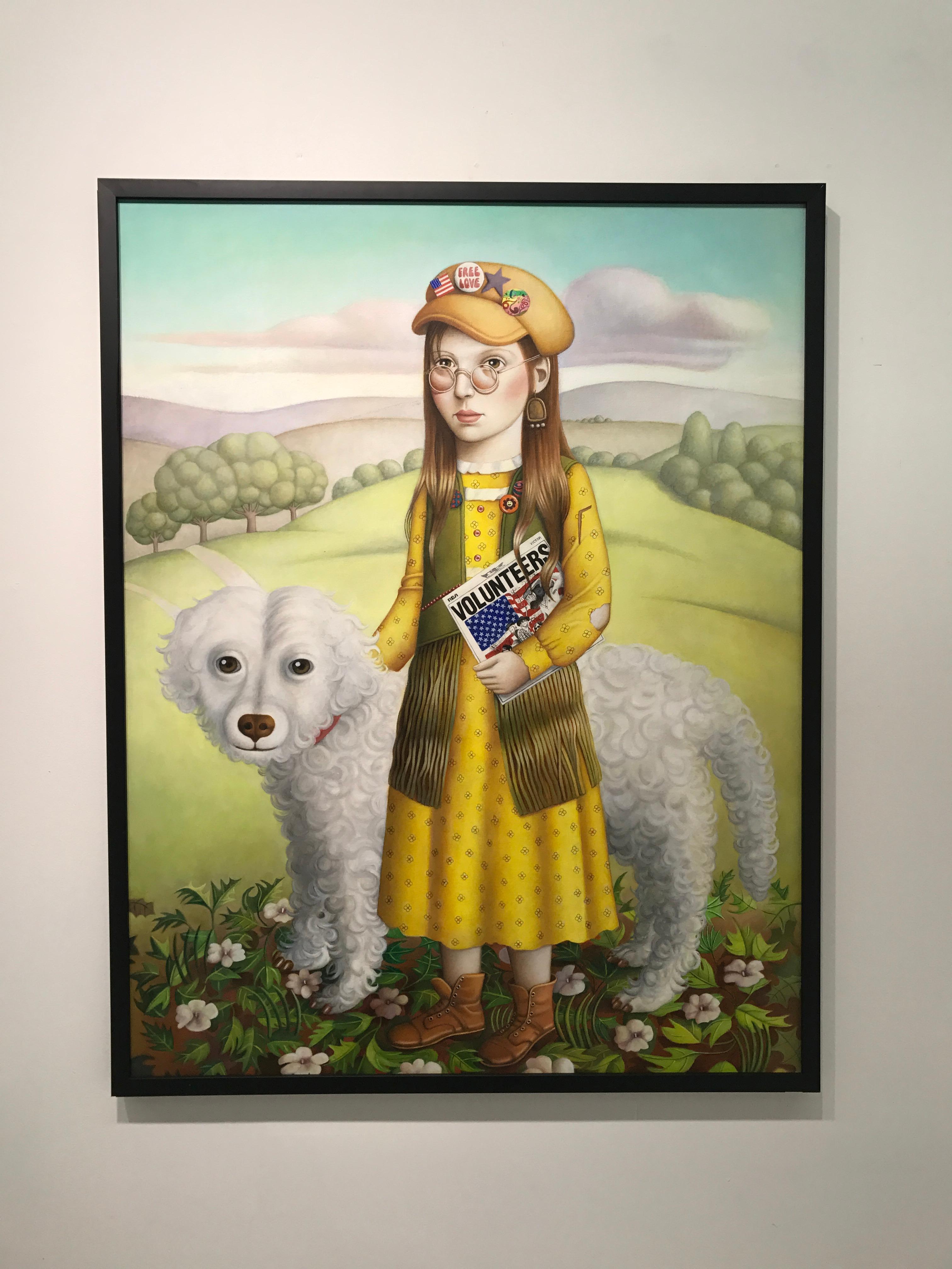 Girl with Dog and Album - Painting by Amy Hill