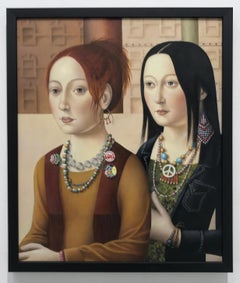 "Two Women with Jewelry" Contemporary Renaissance Double Portrait Painting 