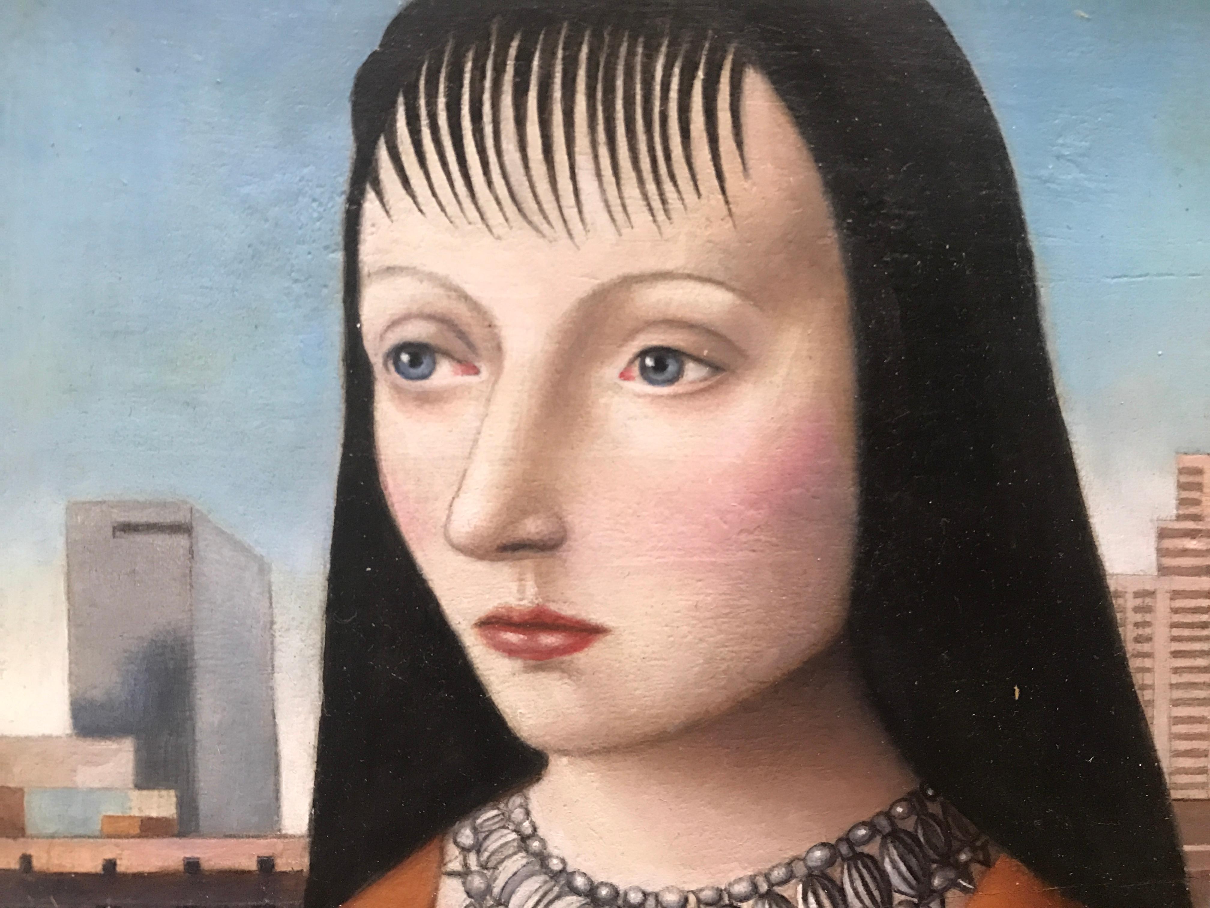 Woman with Bangs - Contemporary Painting by Amy Hill
