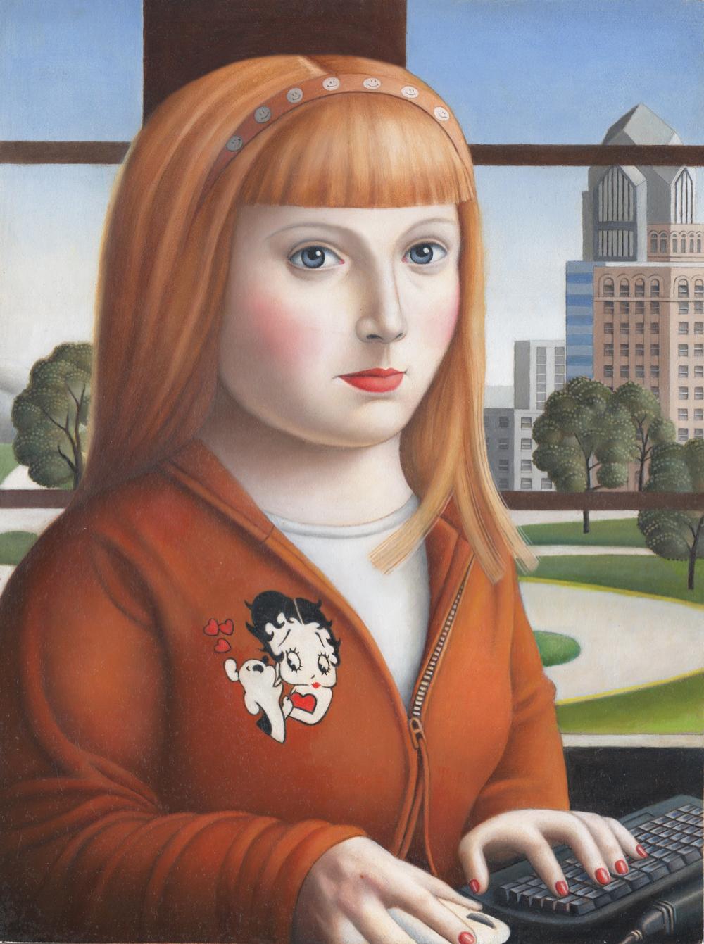 Amy Hill Figurative Painting - Woman With Mouse