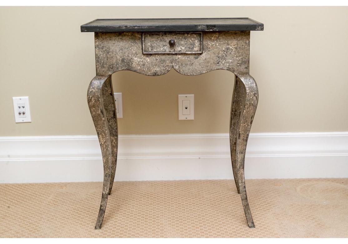 Amy Howard Collection, a high end, couture line of furniture, that was created over 25 years ago to fulfill a dream of crafting heirloom quality, hand-made and hand-finished furniture.
This is a paint decorated side table with black top and mottled