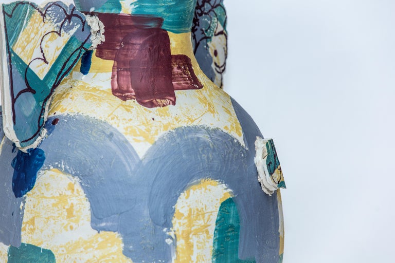 AMY HUGHES
After Alhambra', large, lilac, turquoise and royal blue , 2021
Coil and slab built vase; grogged stoneware body with high fired porcelain and coloured decorating slips, transparent glaze interior detail.
53 x 40 cm
20 3/4 x 15 3/4