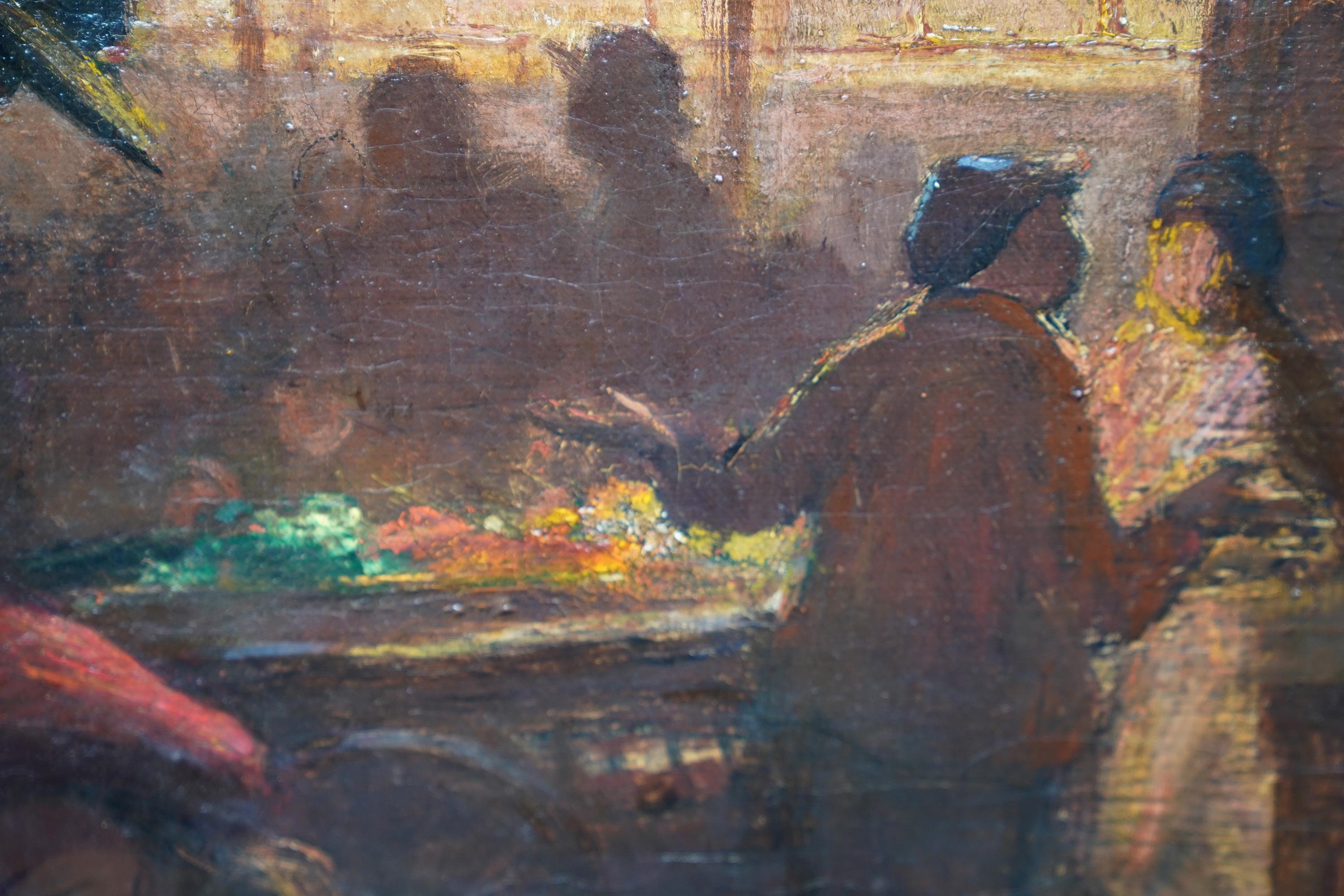 Portrait de famille sur le marché - Peinture à l'huile post-impressionniste britannique de 1914 en vente 2