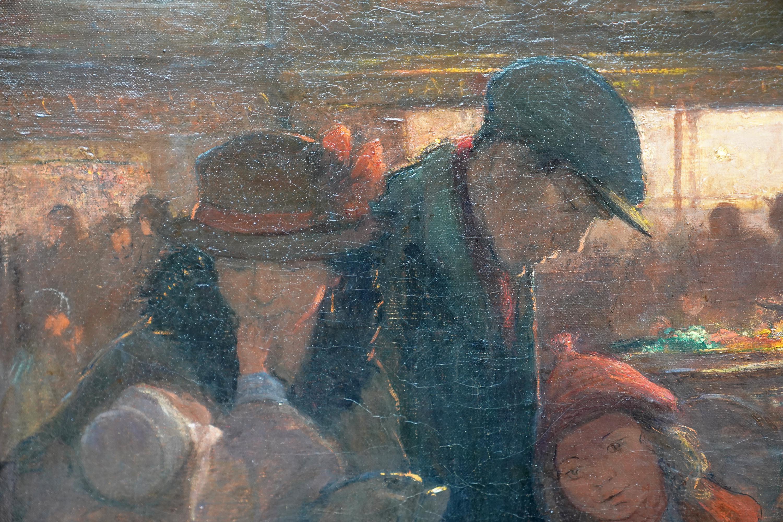 Familienporträt auf dem Markt – britisches postimpressionistisches Ölgemälde von 1914 im Angebot 4