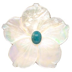 Amy Kahn Russel Sterling Silver, Mother-of-Pearl, and Prasiolite Flower Brooch