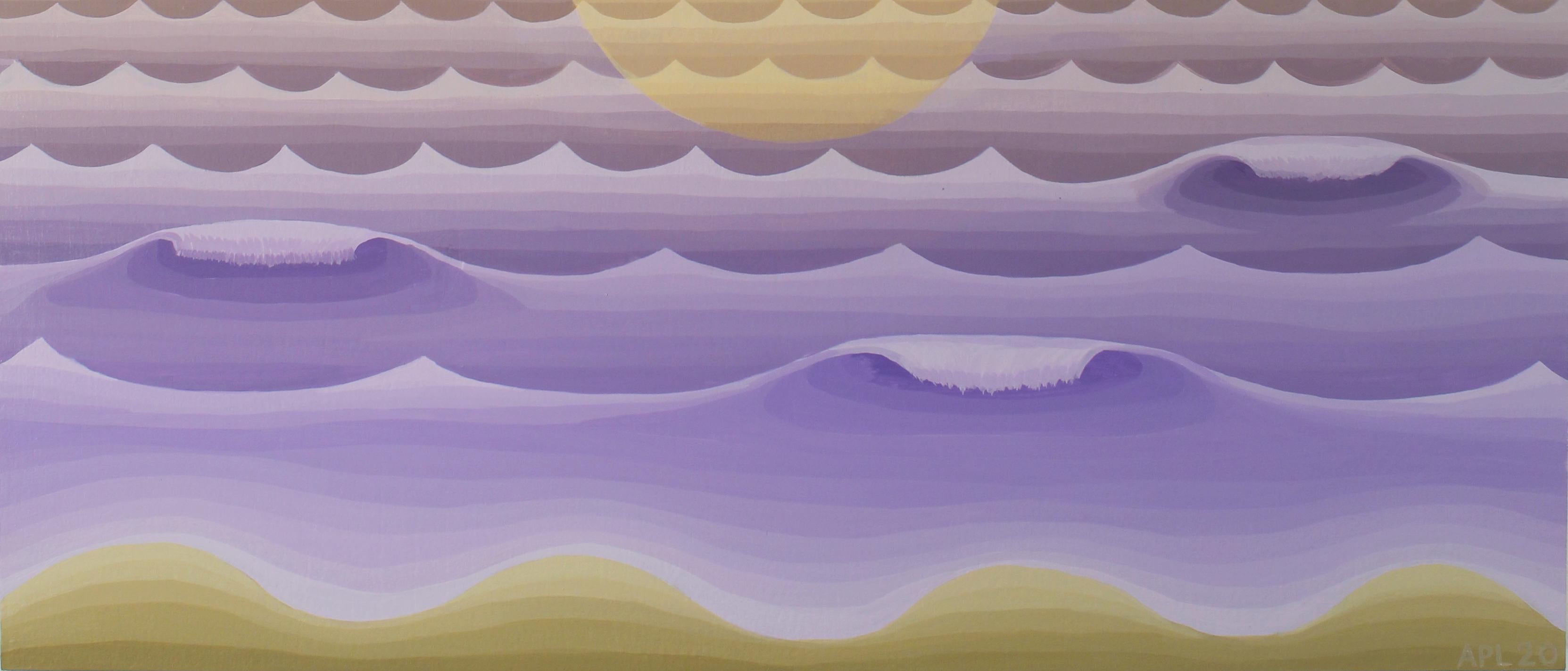 Purple Seascape with Setting Sun - Painting by Amy Lincoln