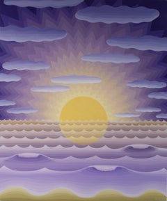 Purple Seascape with Setting Sun