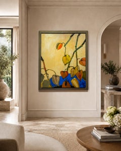 Chinese Lanterns Oil on Canvas, Contemporary Landscape, Framed, 2000
