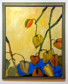 Chinese Lanterns Oil on Canvas, Contemporary Landscape, Framed, 2000