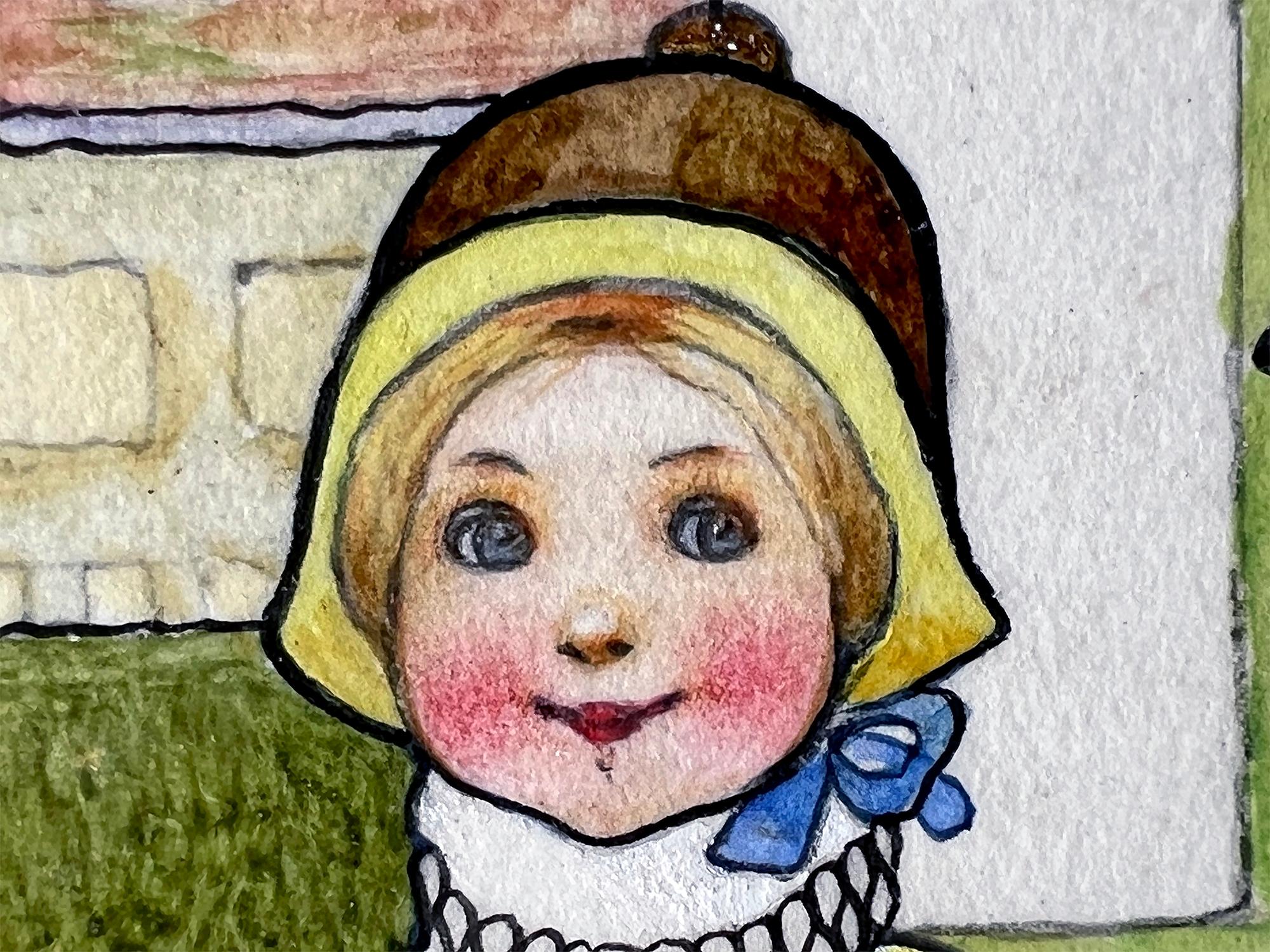 Three Children Book Illustration - Female Illustrator  - Turn of the Century  - Painting by Amy Millicent Sowerby