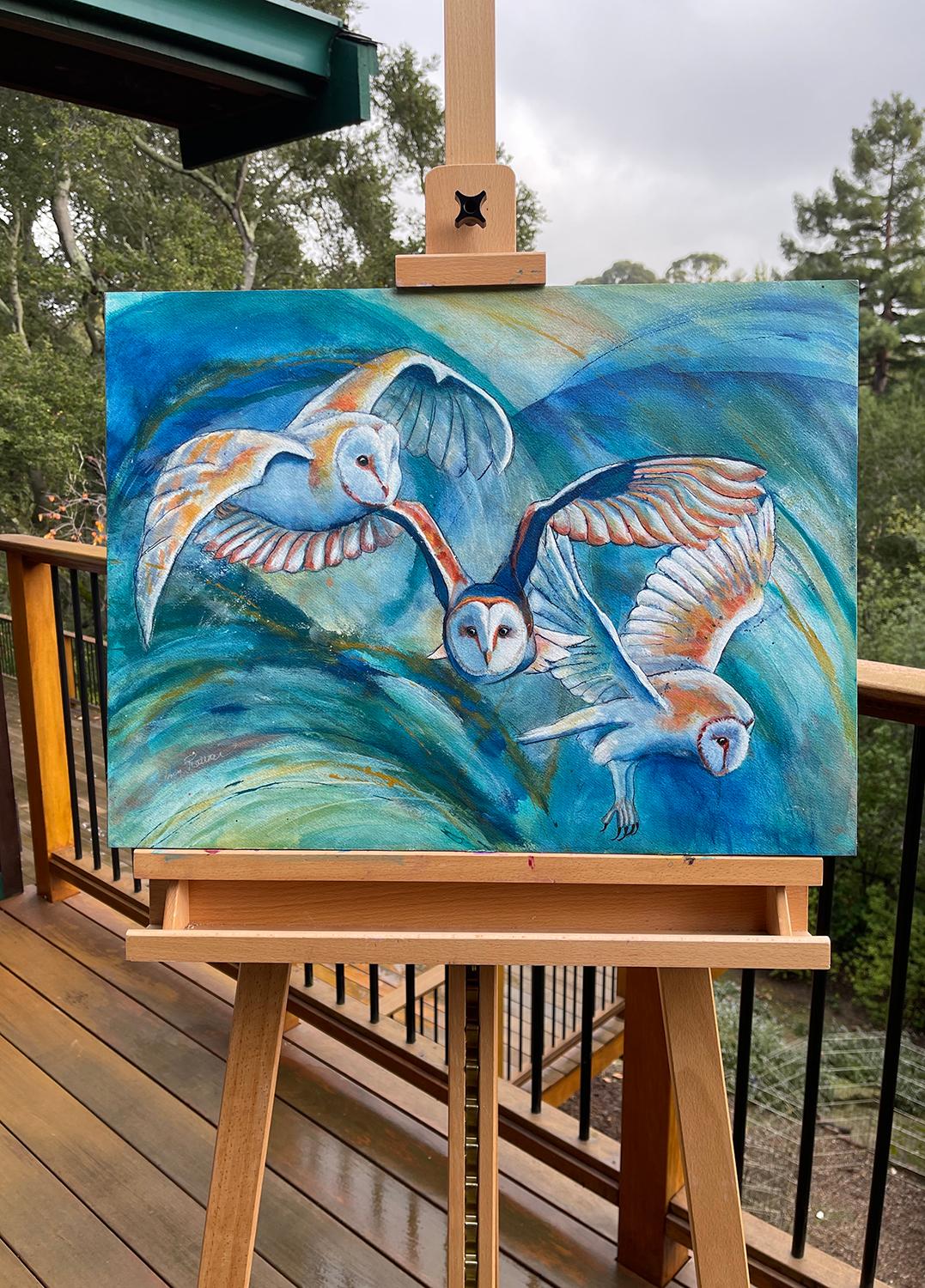 painting owls in acrylic