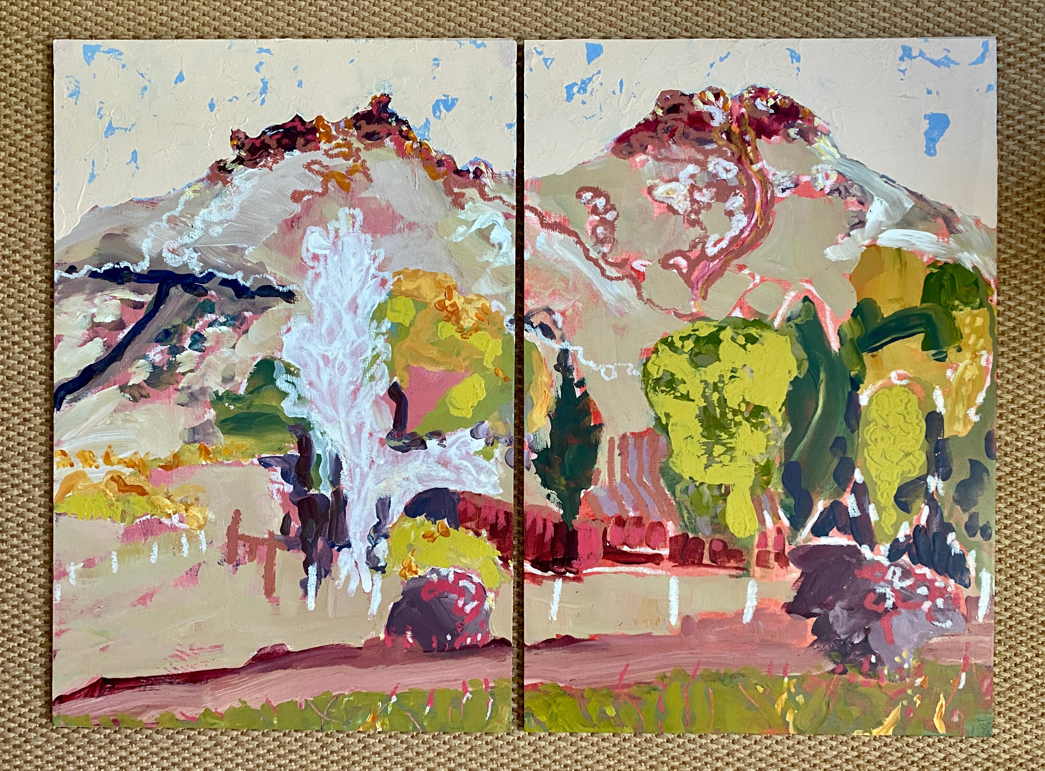 Árbol fantasma (díptico) - Painting Impresionista abstracto de Amy Robson