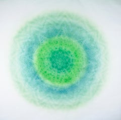 Revolution LIII - blue green intricate lacey lasercut abstract geometric circle 