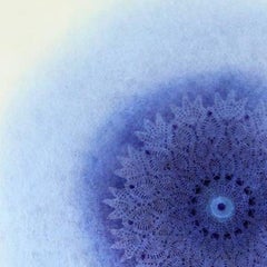 Revolution XXII - blue delicate intricate lasercut abstract geometric print