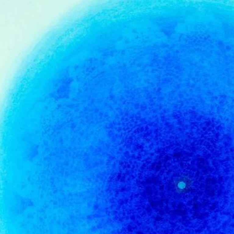 Blauer, filigraner, komplizierter, abstrakter geometrischer Druck im Laserschnitt, Jahrtausend XXVI (Zeitgenössisch), Mixed Media Art, von Amy Sands
