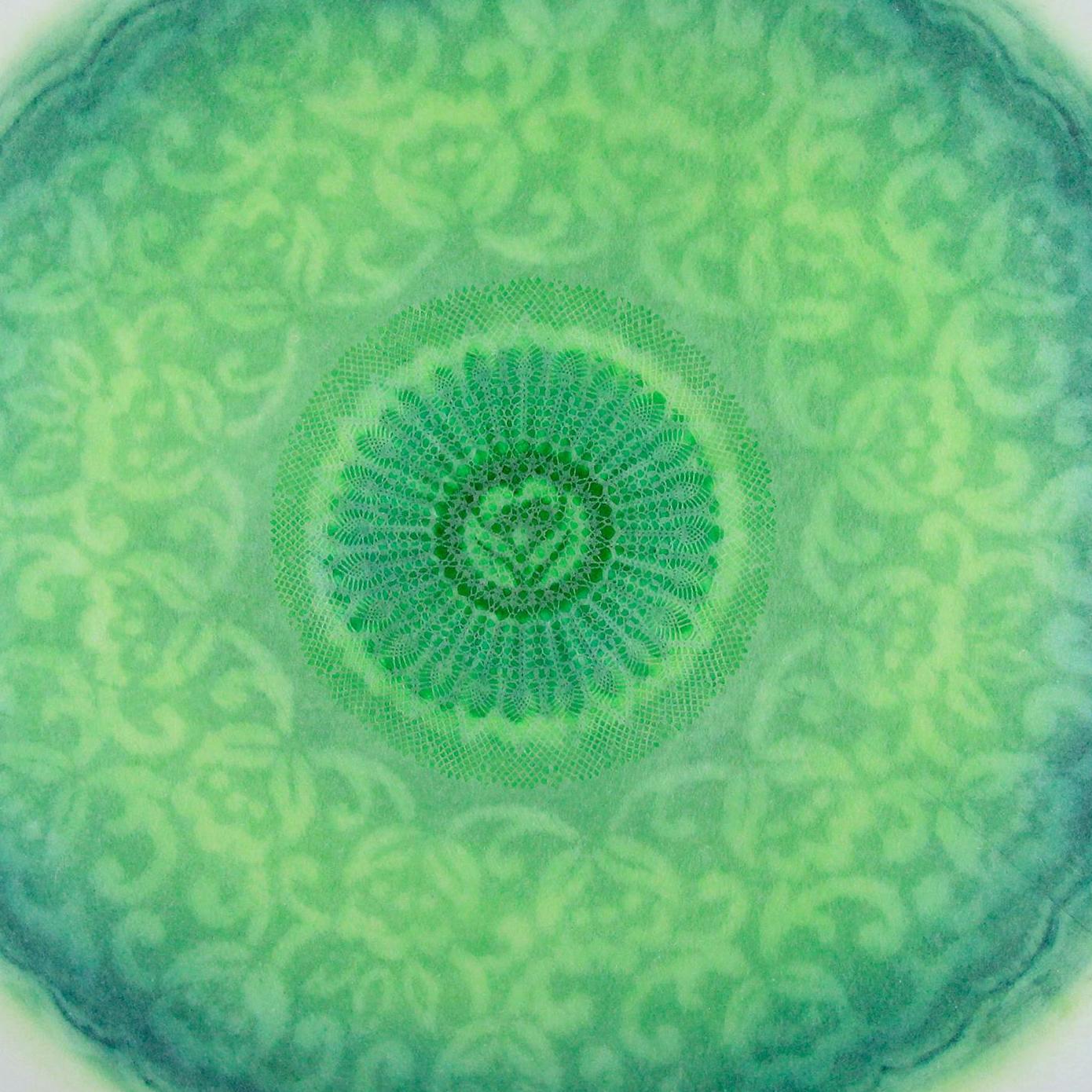 Revolution XXVII - green intricate lacey lasercut abstract geometric circle  - Contemporary Mixed Media Art by Amy Sands