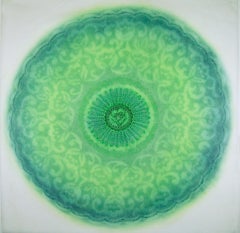 Revolution XXVII - green intricate lacey lasercut abstract geometric circle 