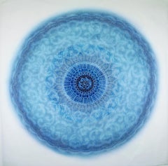 Revolution XXVIII - blue intricate lacey lasercut abstract geometric circle 