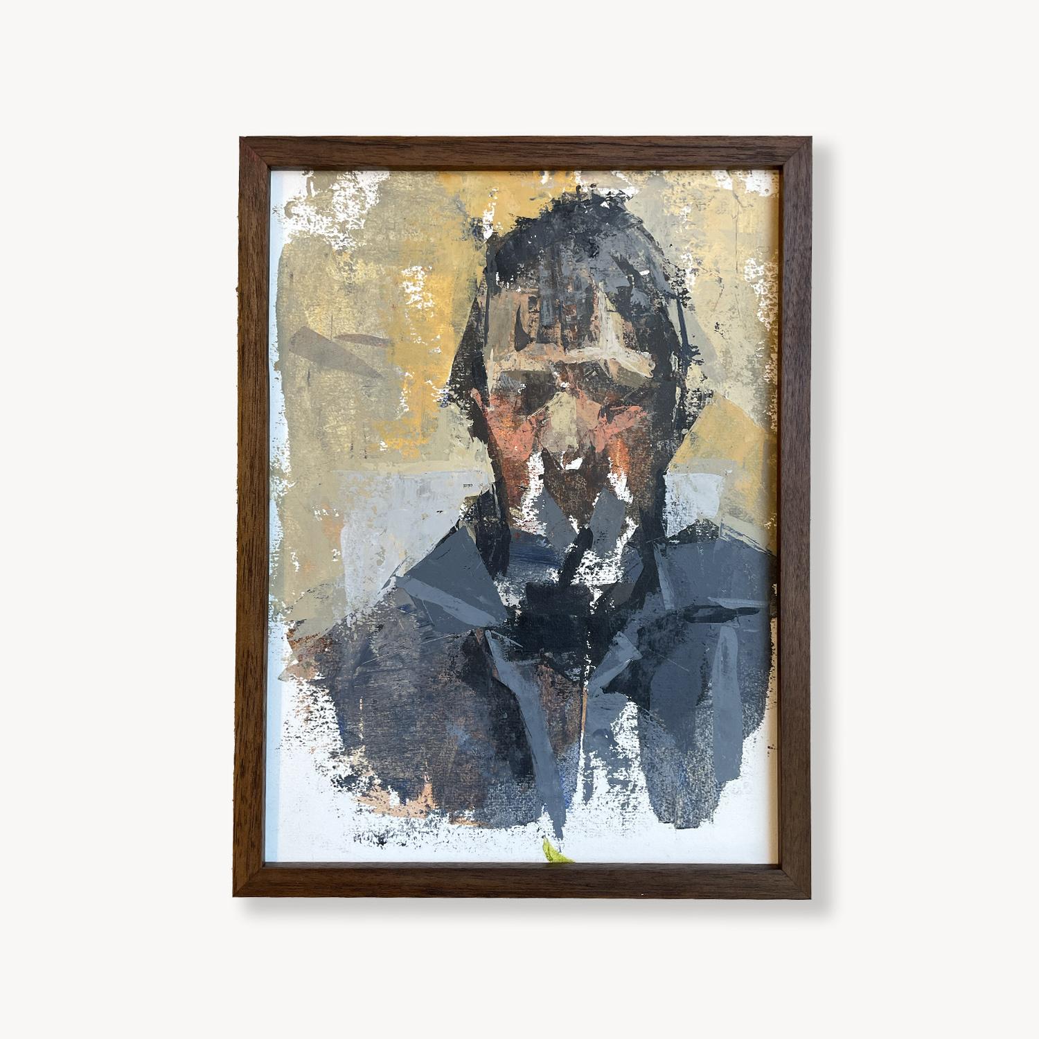 Sargent: Portrait Painting, Oil on Canvas Panel, Framed, 9x12