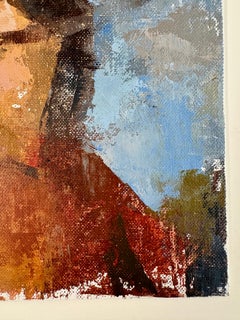 Balayé par les vents : Portrait à l'acrylique sur panneau de toile, 8x8".