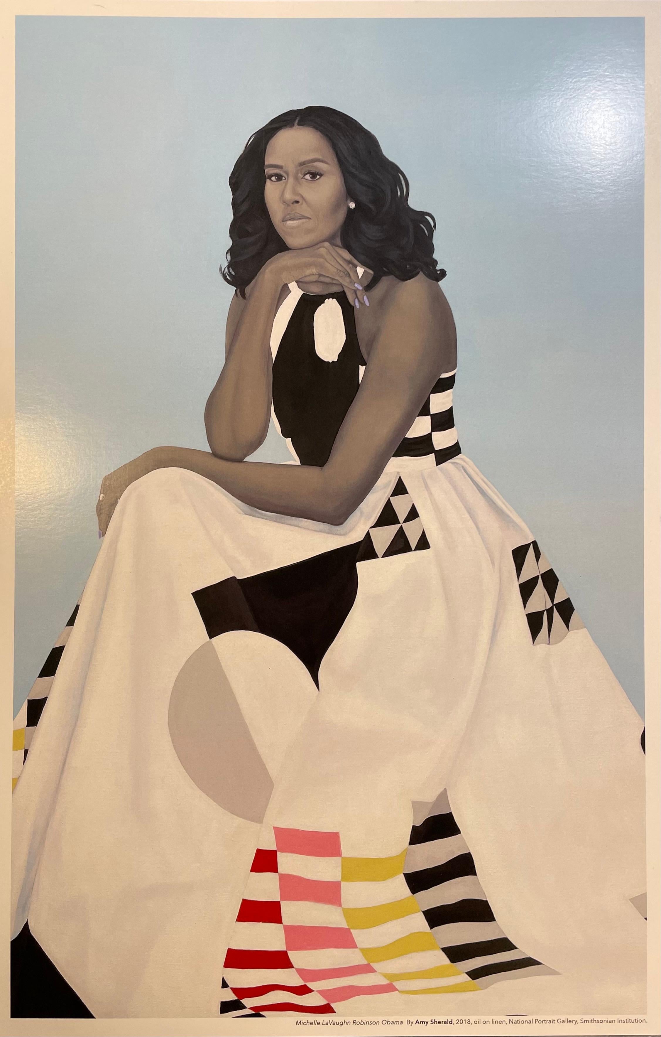 Ritratto di Michelle Obama alla Casa Bianca di Amy Shearld 2018 - Portrait Print Blu di Amy Sherald