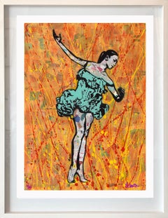 Fire Dancer - Framed Contemporary Pop Art Print of Ballet  + Orange and Teal