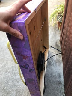 "Girls"-Mixed Media Collage, Stencil and Acrylic, with Neon on Wood