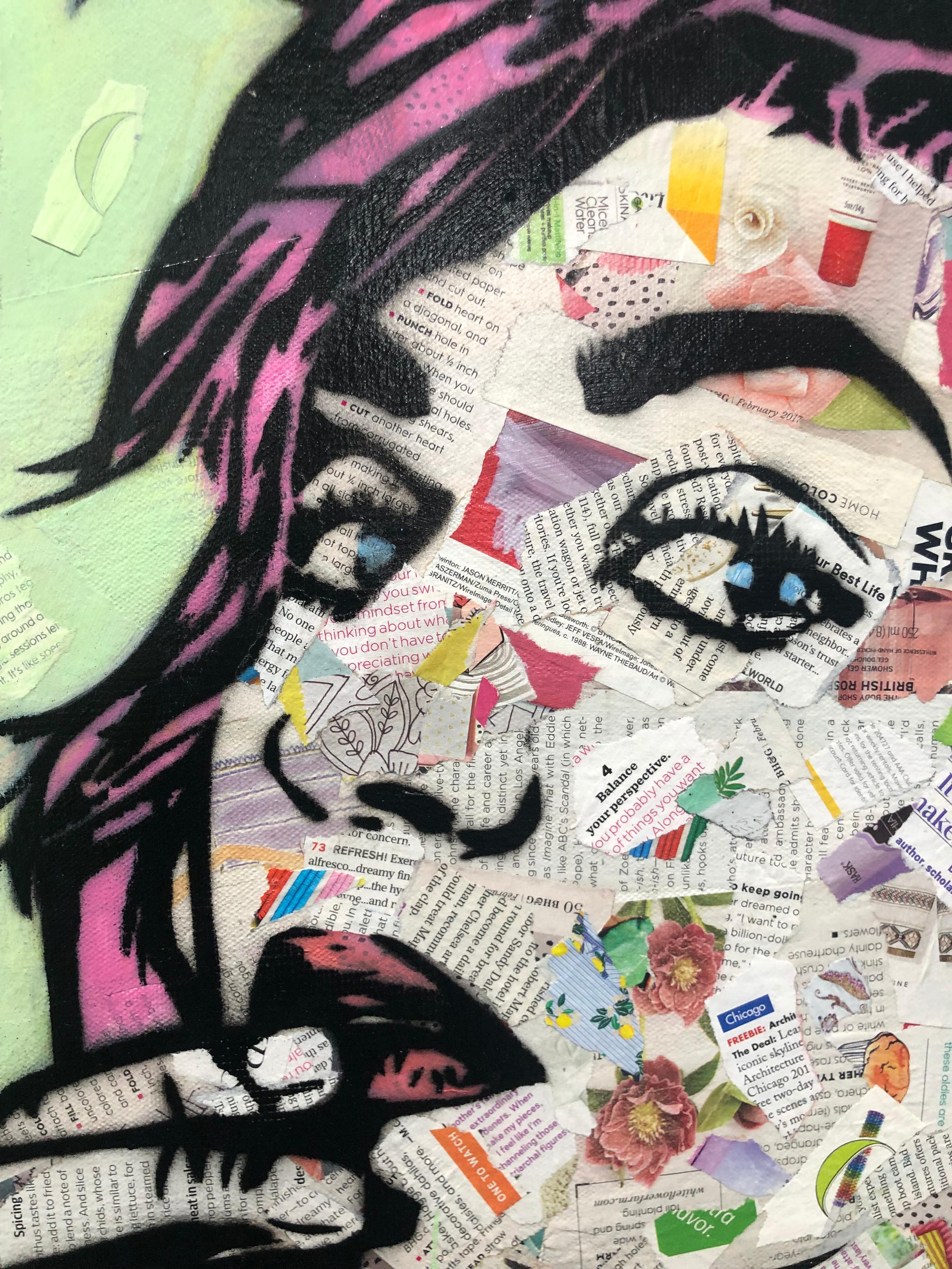 Amy Smith - "I Woke Up Like This" - Mixed Media Collage and Acrylic on  Canvas For Sale at 1stDibs