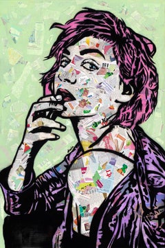 I Woke Up Like This - Street Pop Art Portrait of Woman (Pink+Green+Purple)