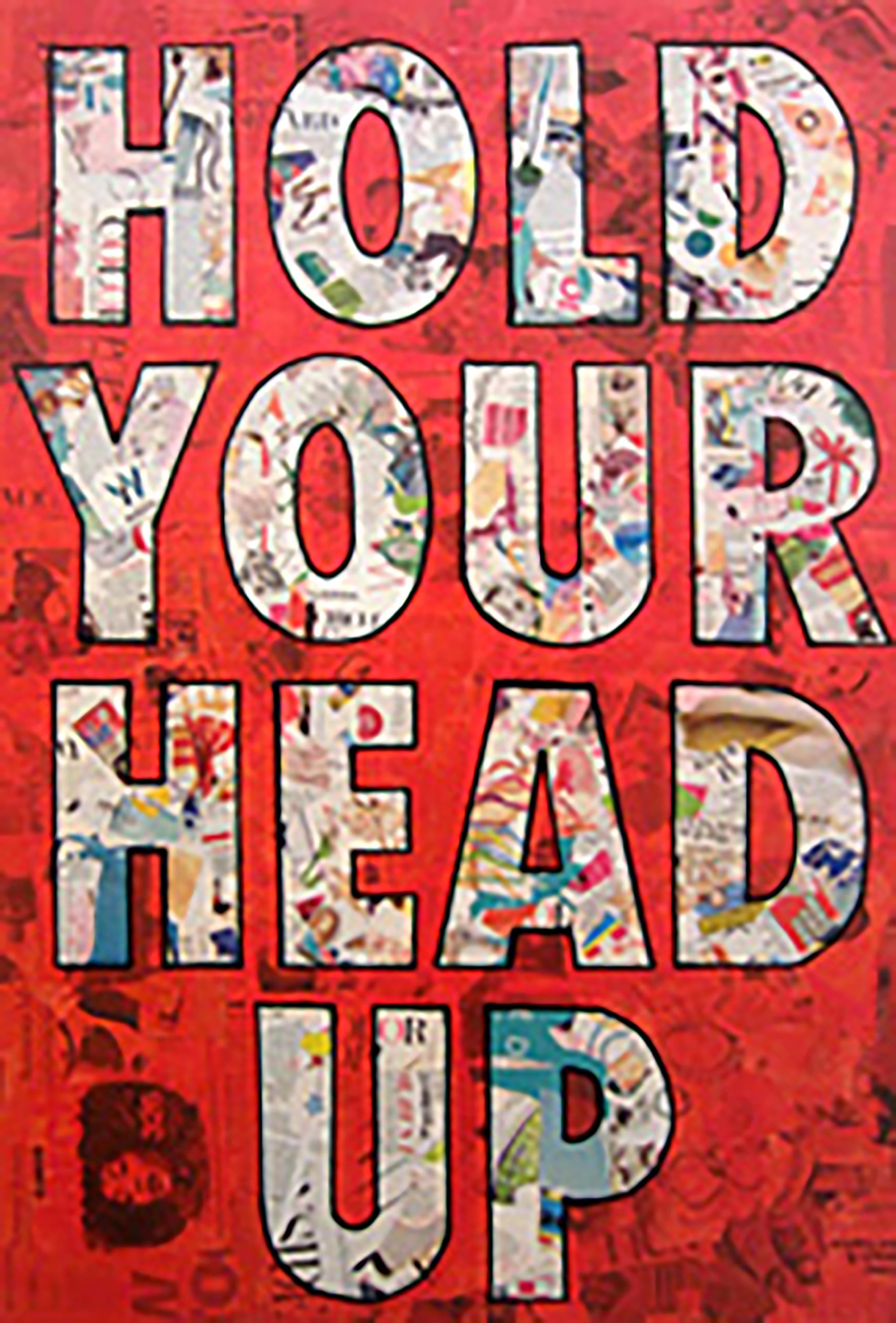 ""Keep Your Head Up" -Magazine Collage, acrylique et peinture à l'aérosol sur toile 