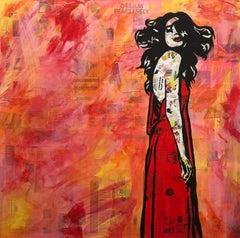 "Movimiento en los Sueños Dyptich"- Revista Collage, estarcido, acrílico sobre lienzo