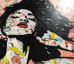 "Radical Rosé" - Mixed Media Collage, Stencil and Acrylic