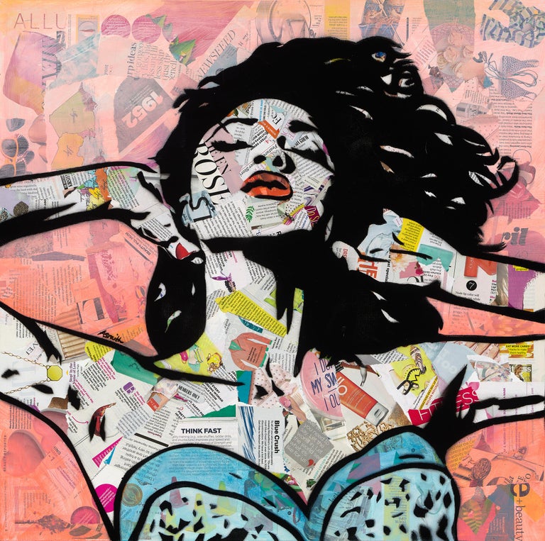 Amy Smith "Radical Rosé" Mixed Media Collage, Stencil and Acrylic