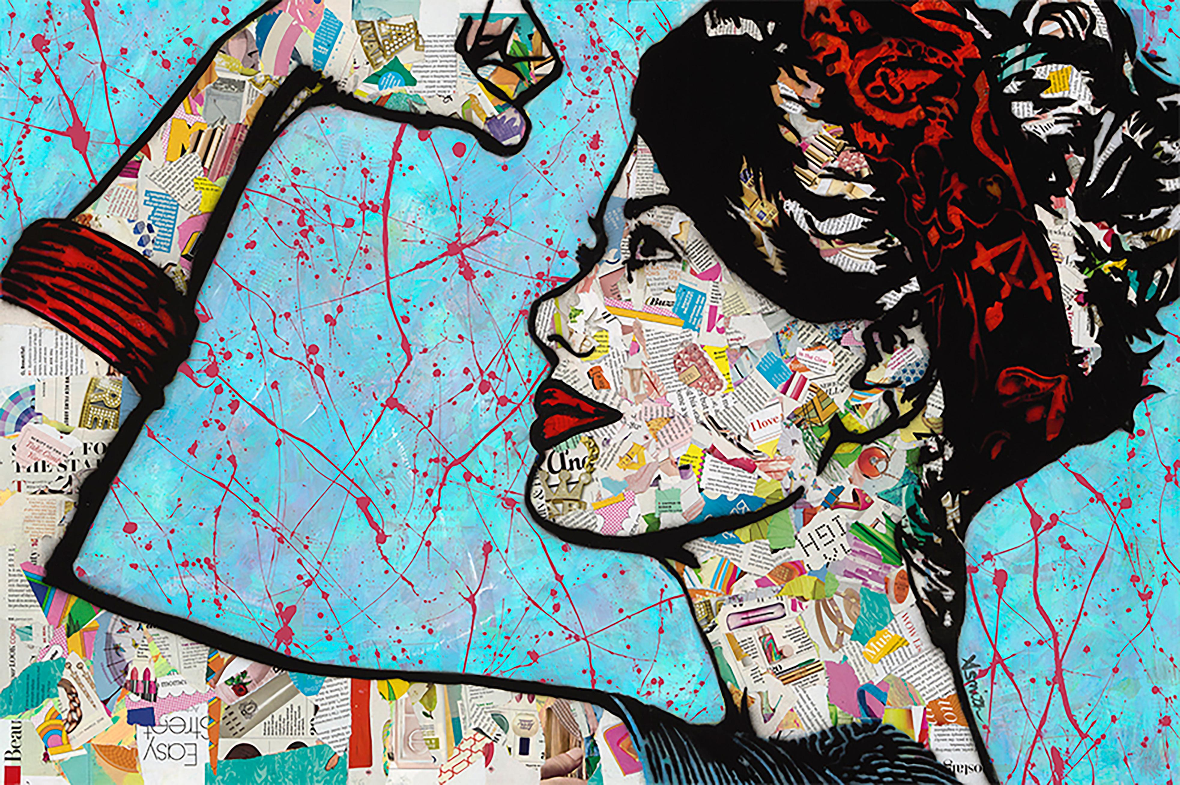 Amy Smith Figurative Painting - "Stronger" - Mixed Media Collage and Acrylic on Canvas