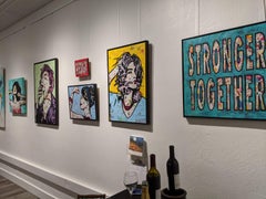 Stronger Together – kraftvolles:: gerahmtes Pop-Art-Gemälde in Mischtechnik