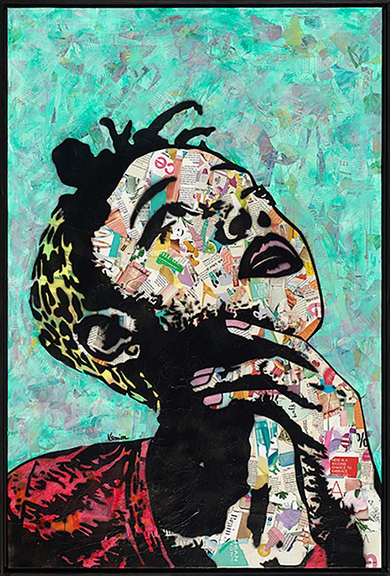 Amy Smith Thinker Ii Magazine Collage Acrylic And Spray Paint