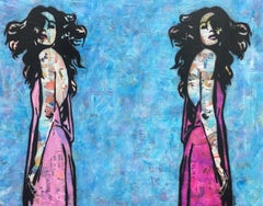 "Ying Yang"- Commission 36" x72" Magazine, Acrylic & Spray Paint on Canvas