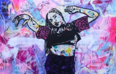 Feeling Good - Contemporary Female Pop Portrait - (Purple + Pink + Black + White