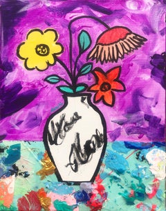 I Wanted To Buy Flowers But I Painted You This - Contemporary Painting (Purple)