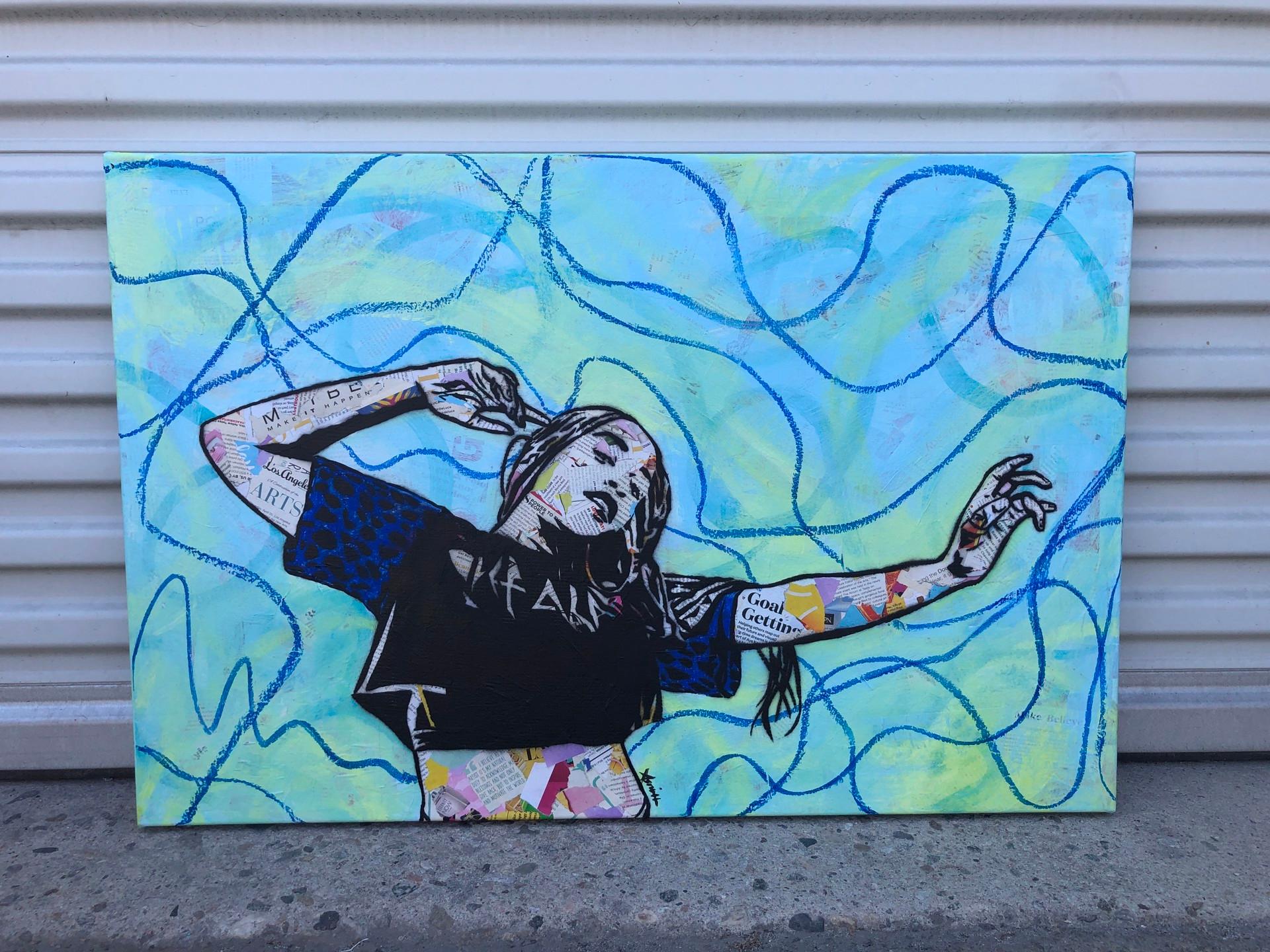 Make it Happen - Pop Street Art contemporain de la femme noire (bleu et vert) - Painting de Amy Smith