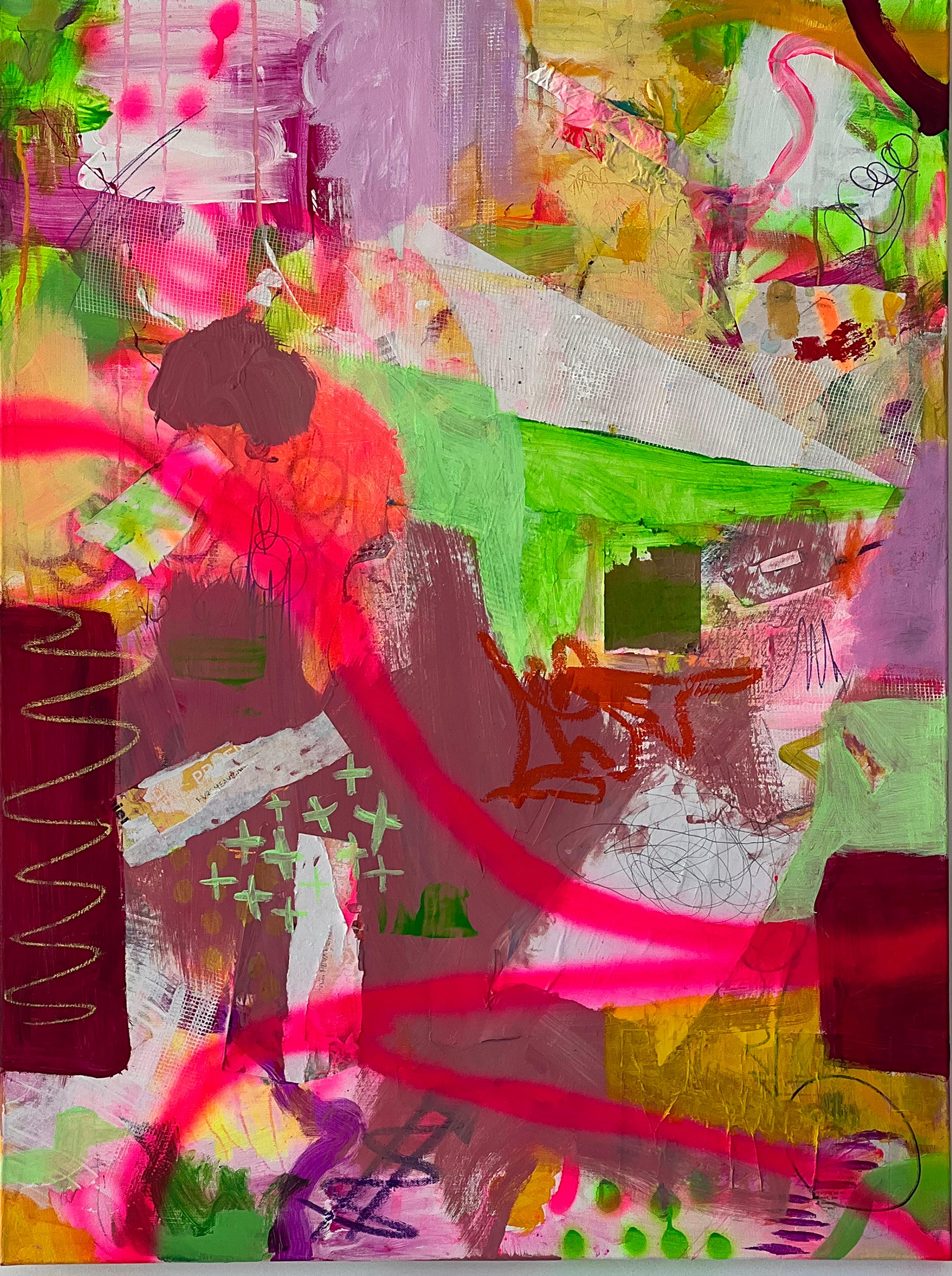 Amy Smith Abstract Painting - Raspberry Sherbet - acrylic on canvas