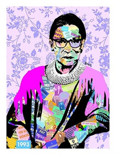 "Ruth Bader Ginsberg"  Purple Framed Giclee Print