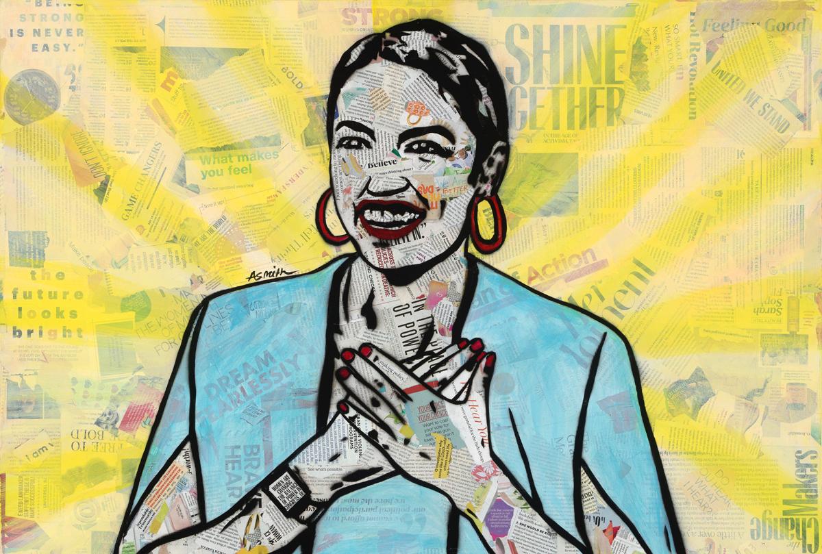 AOC - Ritratto di Alexandria Ocasio-Cortez in stampa pop art politica contemporanea