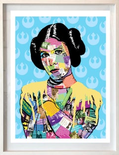 ICON: My Life is Art, Carrie Fisher - FRAMED POP Art Print (Black + Blue +Yellow