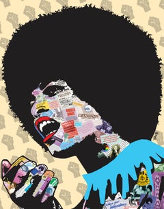 ICON: Radical Thinker, Angela Davis - FRAMED POP Art Print (Black + Blue + Red)