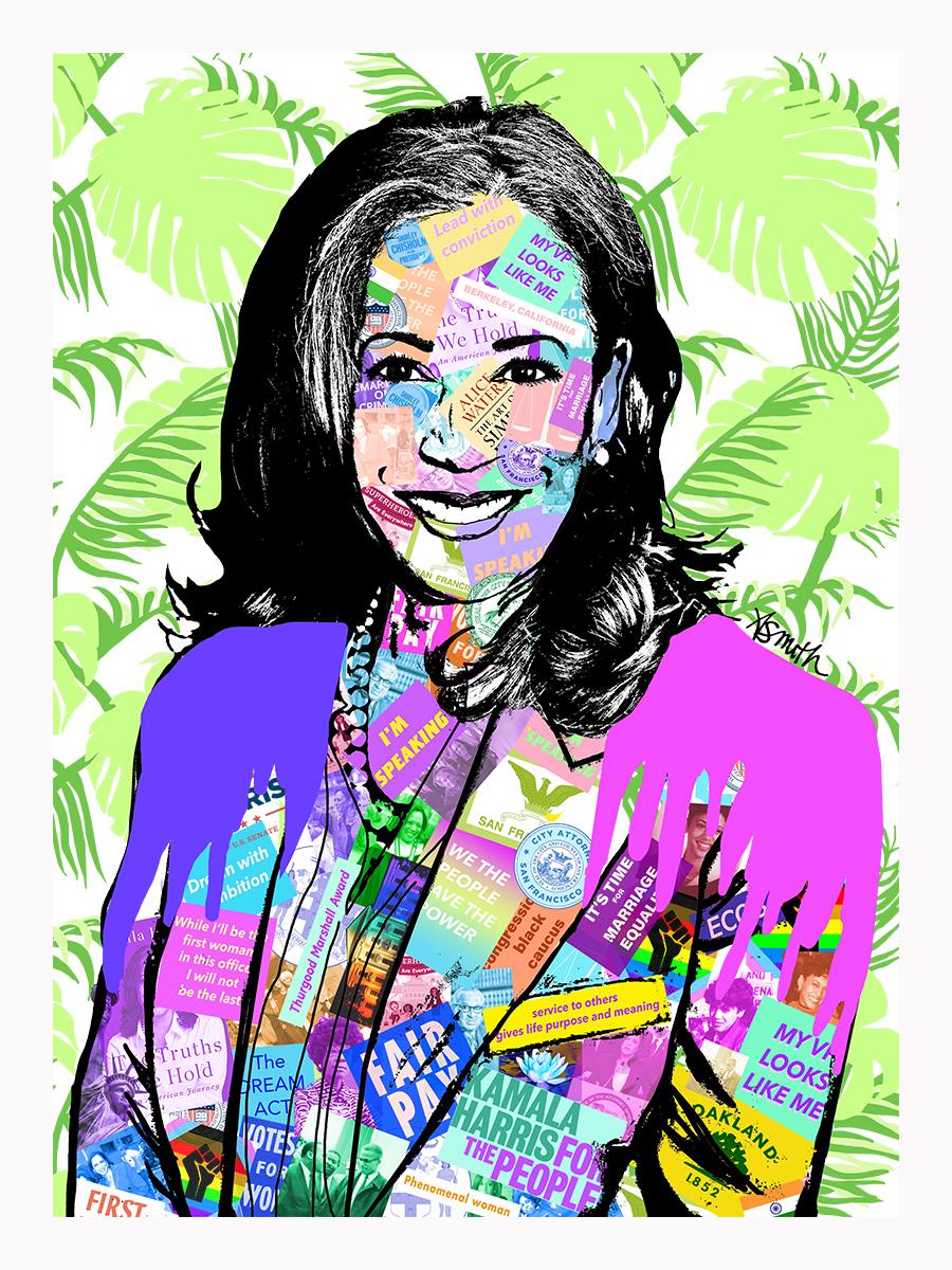 Amy Smith Portrait Print – Kamala Harris - Zeitgenössisches POP-Kunstporträt des gewählten Vizepräsidenten