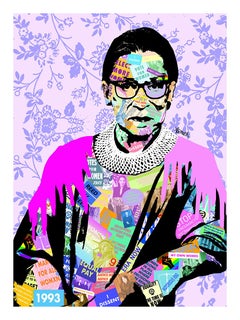 Notorious RBG - FRAMED POP Art - Impression de Ruth Bader Ginsburg (rose et violet)